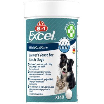 8in1 Excel Brewers Yeast для собак и кошек, пивные дрожжи с чесноком, для кожи и шерсти 661823 фото